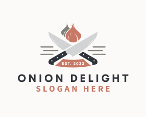 Onion - Garlic Kitchen Knife logo design