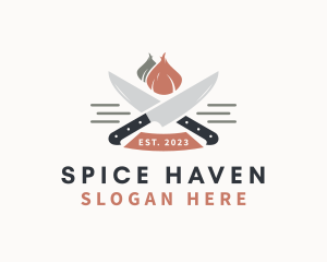 Spice - Garlic Kitchen Knife logo design