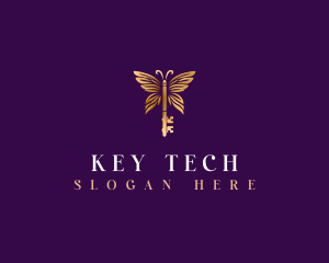 Butterfly Key Wing logo design