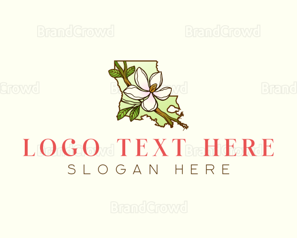 Louisiana Magnolia Flower Logo