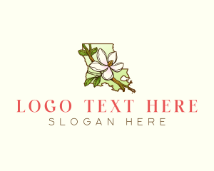 Map - Louisiana Magnolia Flower logo design