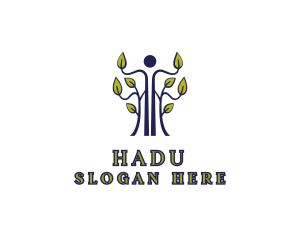 Human Leaf Tree logo design
