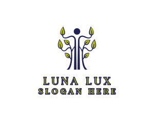 Human Leaf Tree logo design