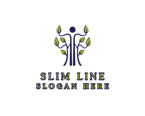 Thin - Human Leaf Tree logo design