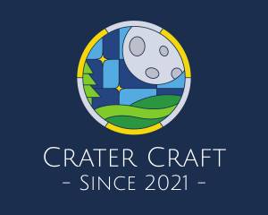 Crater - Moon Outdoor Stained Glass logo design