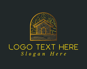 Starry Night - Cabin House Campsite logo design