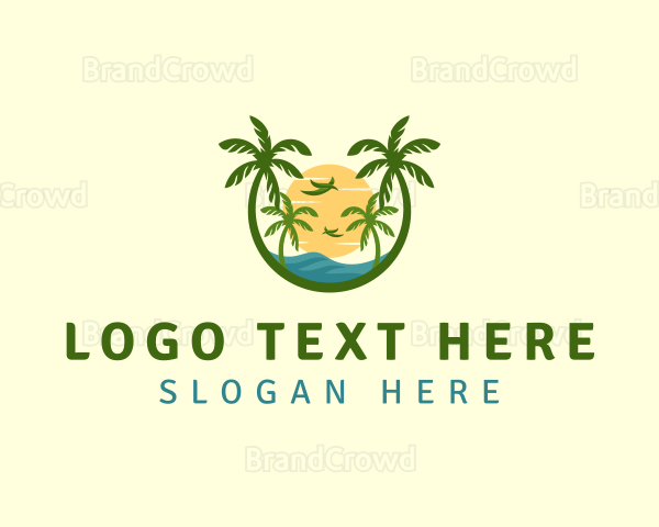 Tropical Sunset Seashore Logo