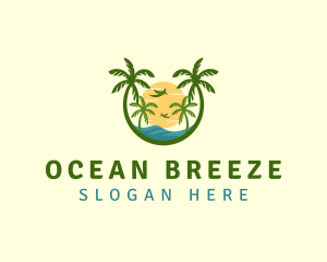 Tropical Sunset Seashore logo design