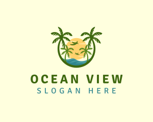 Tropical Sunset Seashore logo design