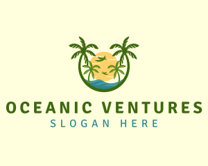 Tropical Sunset Seashore logo design