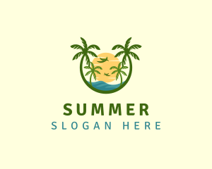 Tropical Sunset Seashore logo design