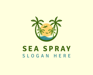 Tropical Sunset Seashore logo design