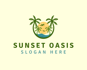 Tropical Sunset Seashore logo design