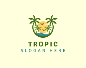 Tropical Sunset Seashore logo design