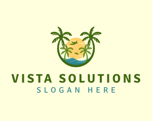 Tropical Sunset Seashore logo design