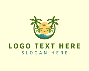 Tropical - Tropical Sunset Seashore logo design