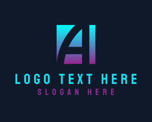 Blue Square - Negative Space Letter A Square logo design