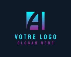 Negative Space Letter A Square Logo