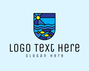 Scenic - Underwater Ocean Stained Glass logo design