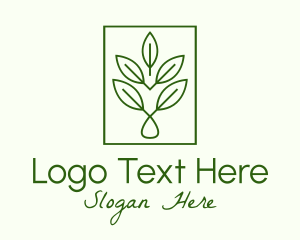 Oil Extract - Leaf Droplet Frame logo design