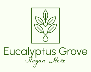 Eucalyptus - Leaf Droplet Frame logo design