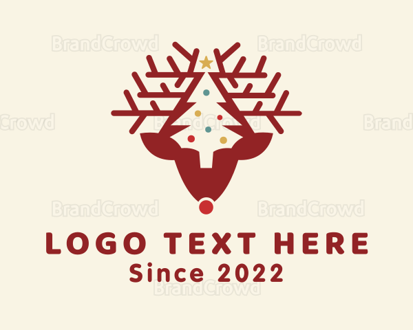 Christmas Reindeer Tree Logo