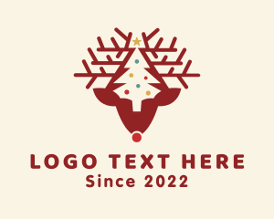Holiday - Christmas Reindeer Tree logo design