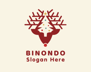 Christmas Reindeer Tree Logo