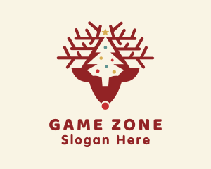 Christmas Reindeer Tree Logo