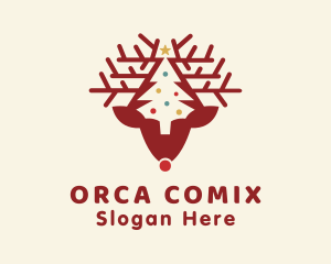 Christmas Reindeer Tree Logo