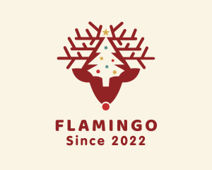 Reindeer - Christmas Reindeer Tree logo design