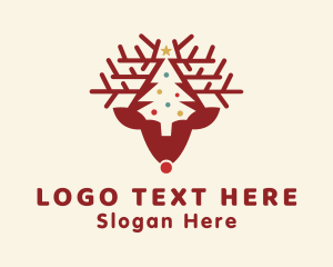 Christmas Reindeer Tree Logo