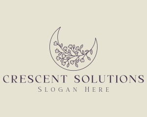 Flourishing Crescent Moon logo design