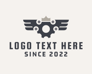 Factory - Mechanical Cog Wings logo design