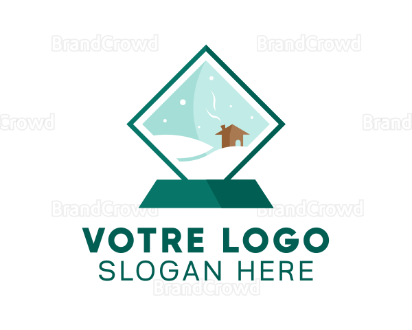 Square Snow Decoration Logo
