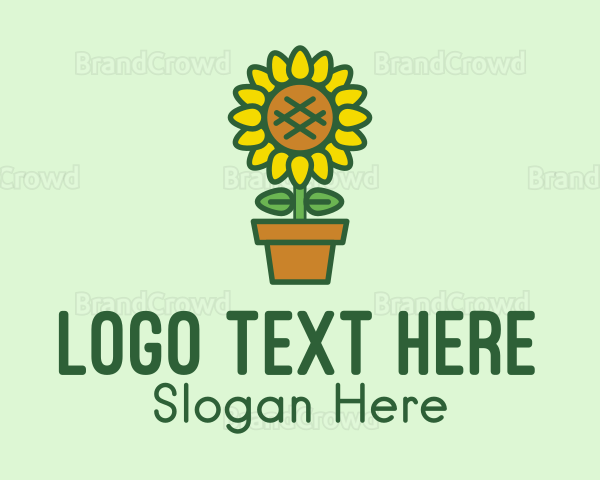 Pot Plant Sunflower Flower Logo