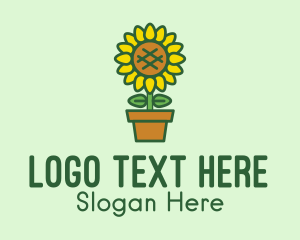 Blooming - Pot Plant Sunflower Flower logo design