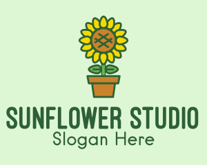 Sunflower - Pot Plant Sunflower Flower logo design
