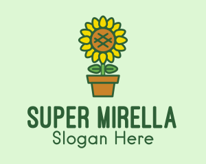 Eco Friendly - Pot Plant Sunflower Flower logo design