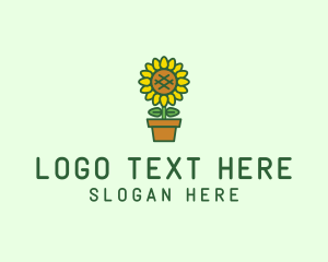 Eco - Pot Plant Sunflower Flower logo design