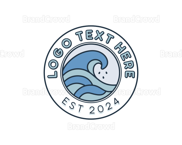 Surfing Beach Wave Logo