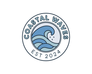 Surfing Beach Wave logo design