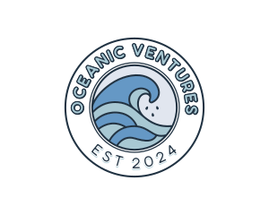 Surfing Beach Wave logo design