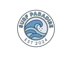 Surfing Beach Wave logo design