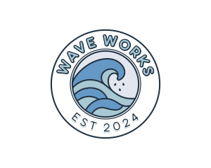 Surfing Beach Wave logo design