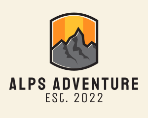 Alps - Sunset Mountain Camping logo design