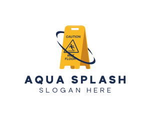 Caution Slippery Signage logo design