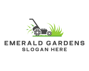 Lawnmower Grass Landscaping logo design