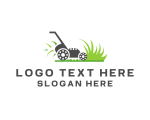 Lawnmower Grass Landscaping Logo