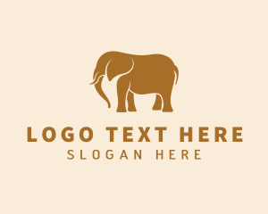 Elephant - Gold Elephant Animal logo design